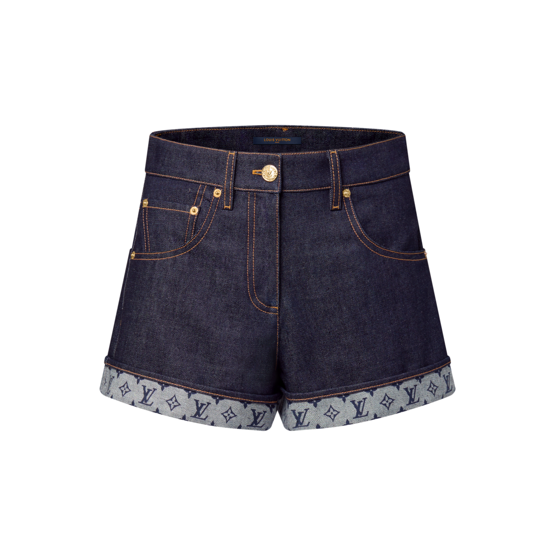 Cuffed Hem Denim Mini Shorts - Women - Ready-to-Wear | LOUIS